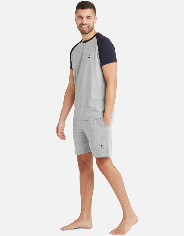 Mens Raglan Short Sleeve T-Shirt Shorts Pyjama Set