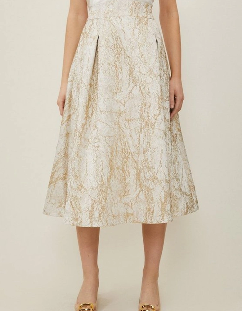 Jacquard Tailored Midi Full Skirt