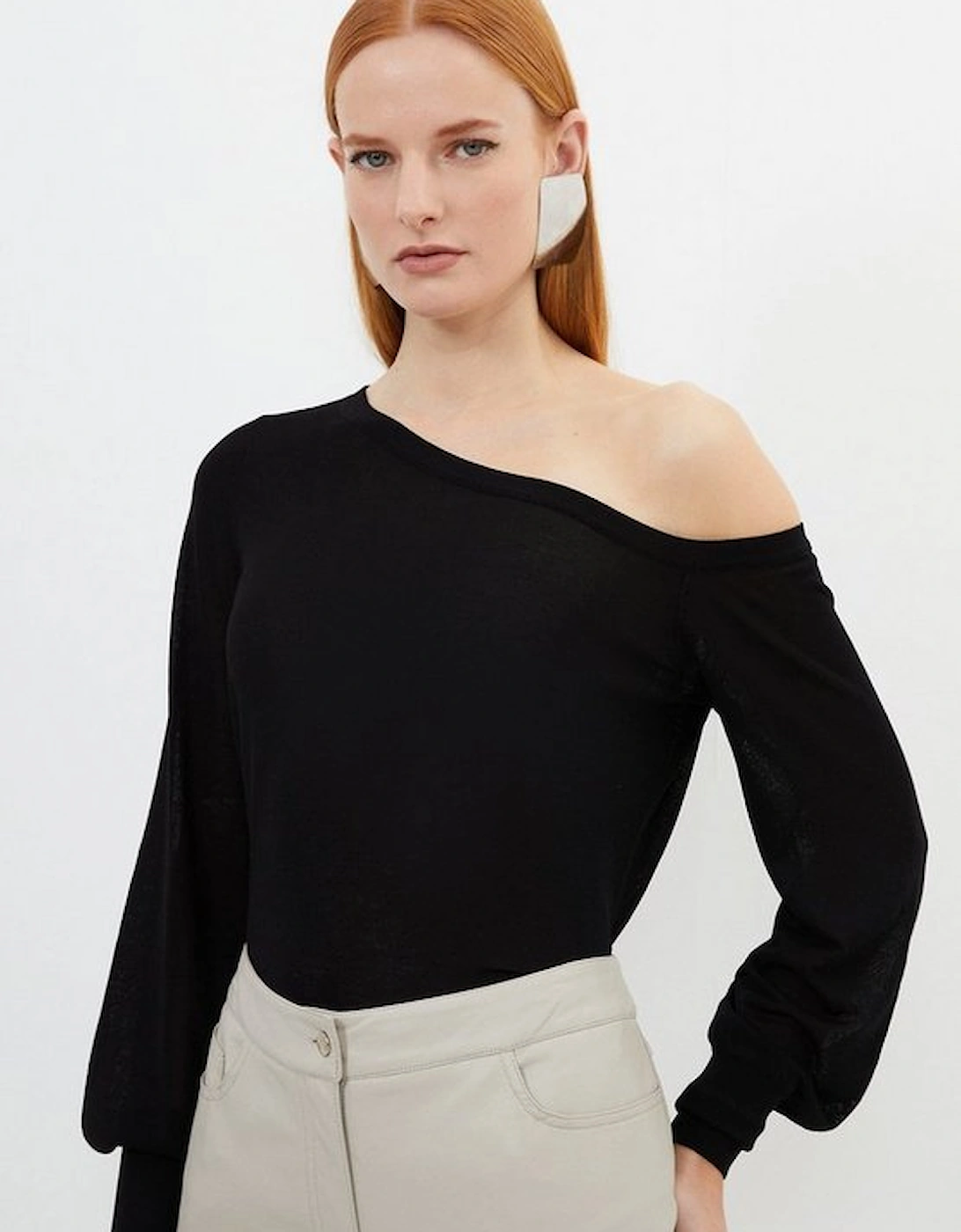 Lightweight Viscose Blend Summer Knit Off Shoulder Top, 5 of 4