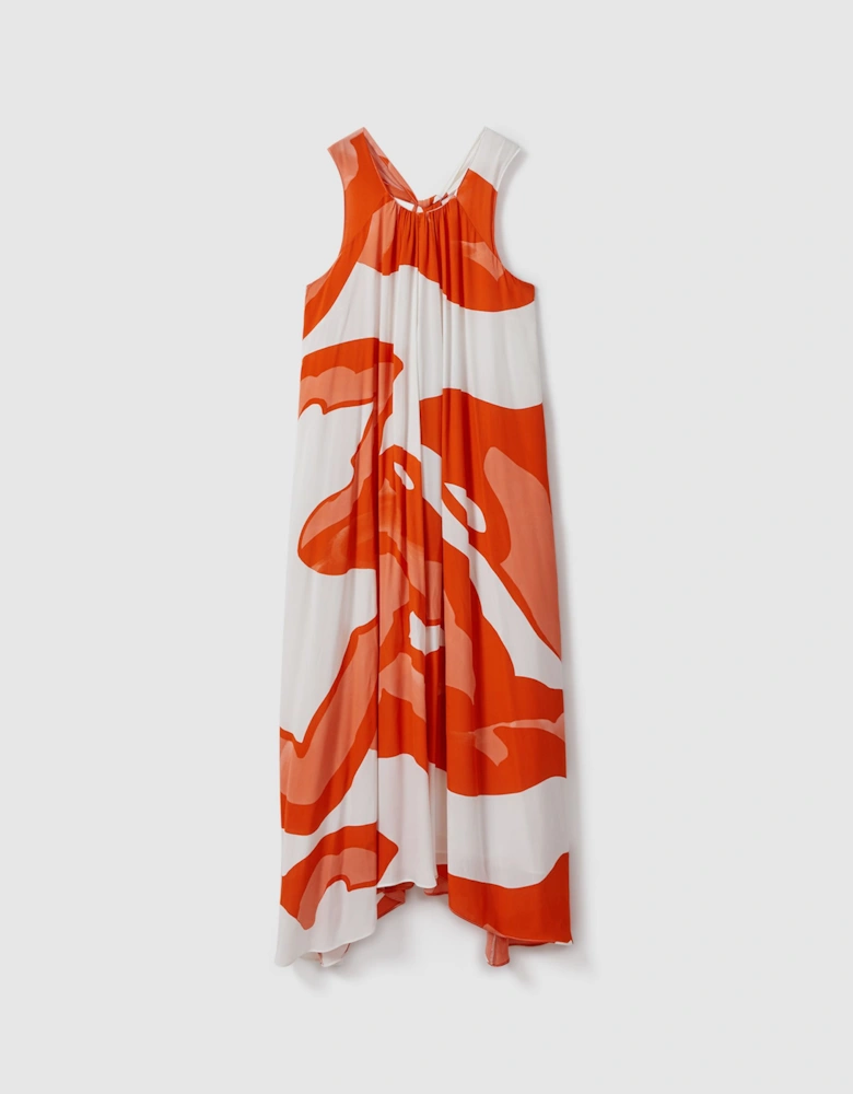 Printed Dipped Hem Midi Dress