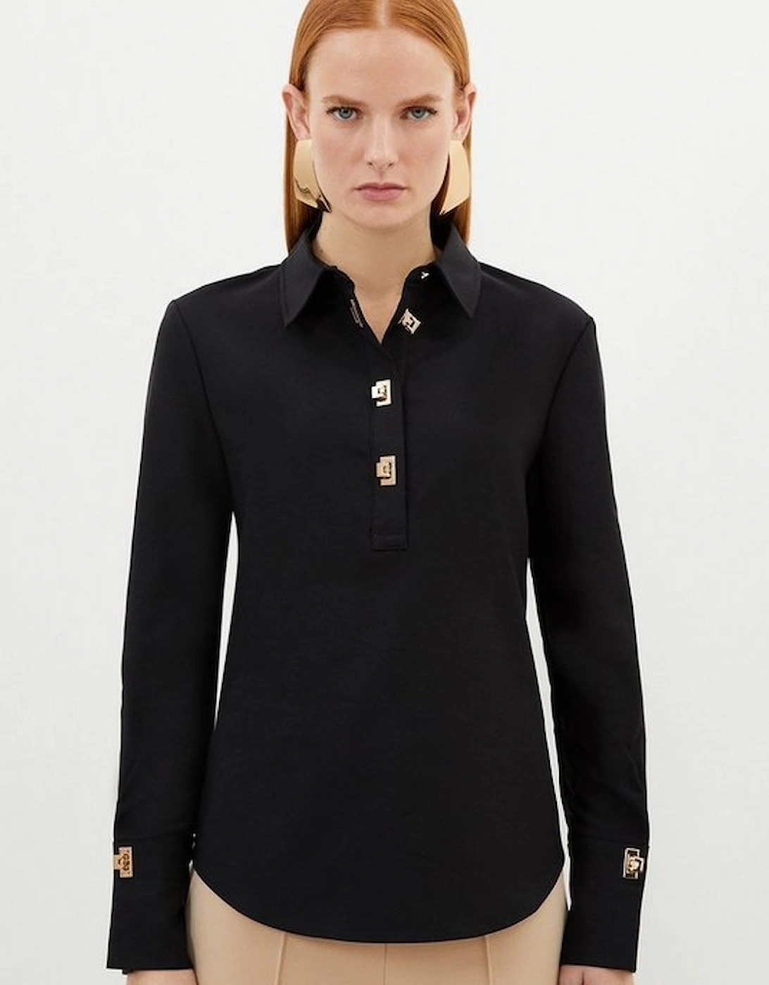Techno Cotton Woven Shirt With Gold Clasp, 5 of 4