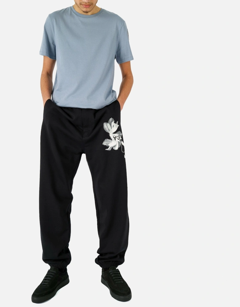 GFX Floral Print Cuffed Black Sweatpant