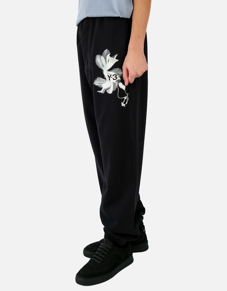 GFX Floral Print Cuffed Black Sweatpant