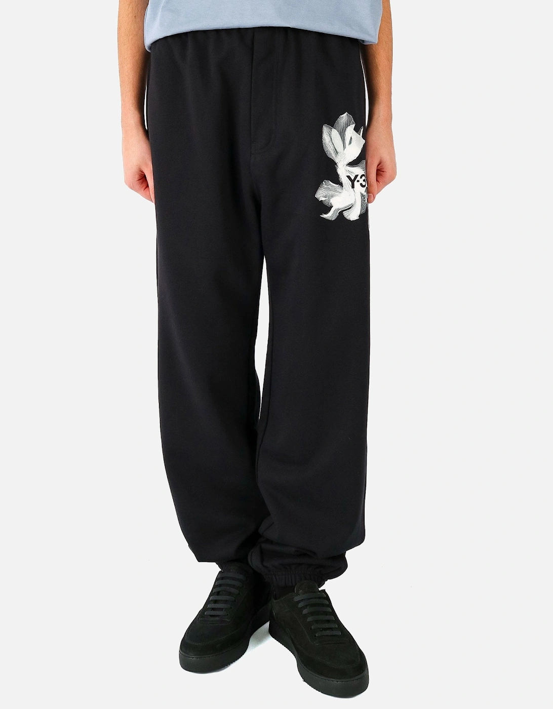 GFX Floral Print Cuffed Black Sweatpant