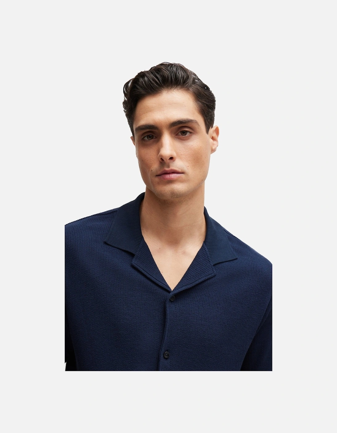 Boss Powell 129 Button Through Polo Shirt Dark Blue