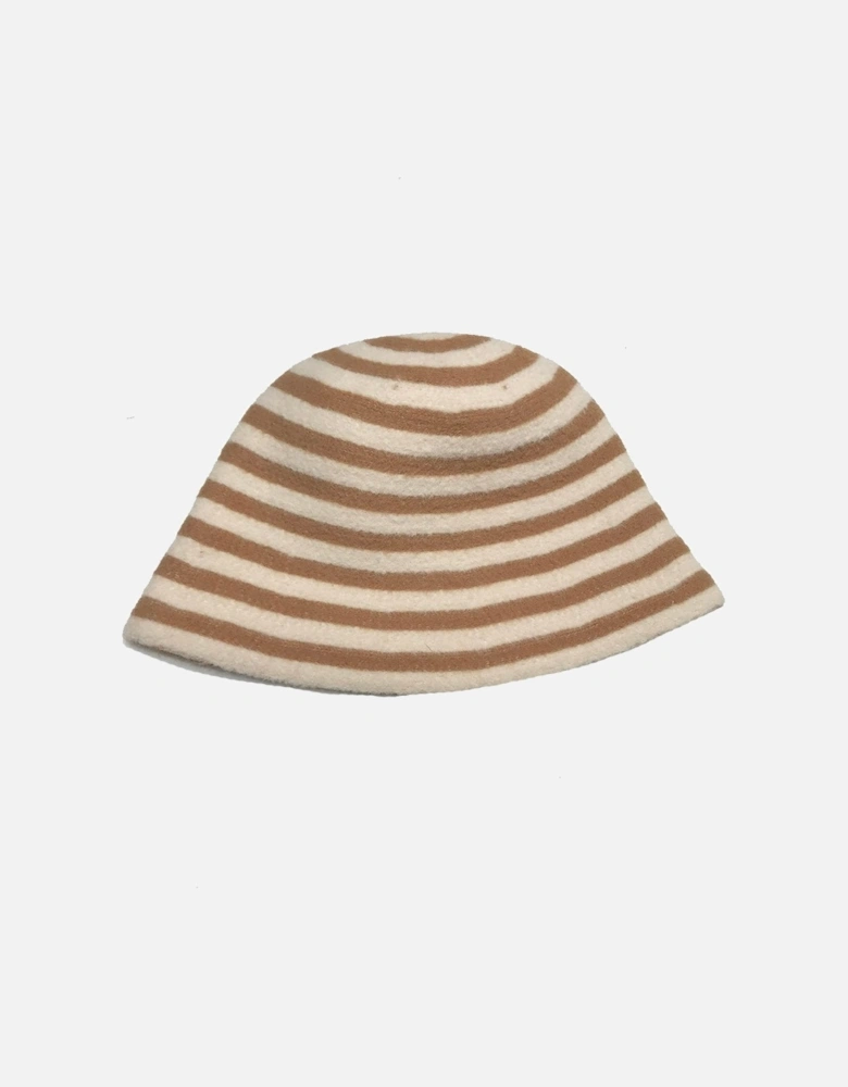 Brown and Cream Cashmere Blend Bucket Hat