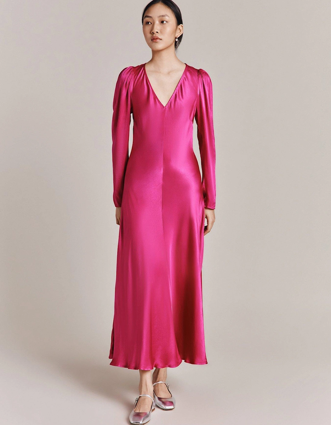 Etta Satin Midi Dress - Pink, 2 of 1