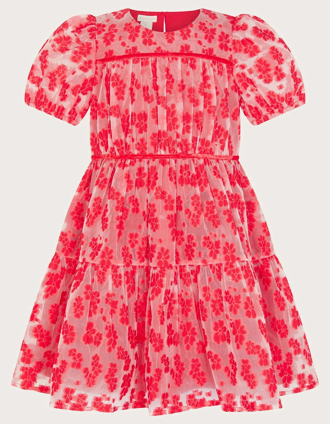 Girls Floral Texture Dress - Red, 2 of 1
