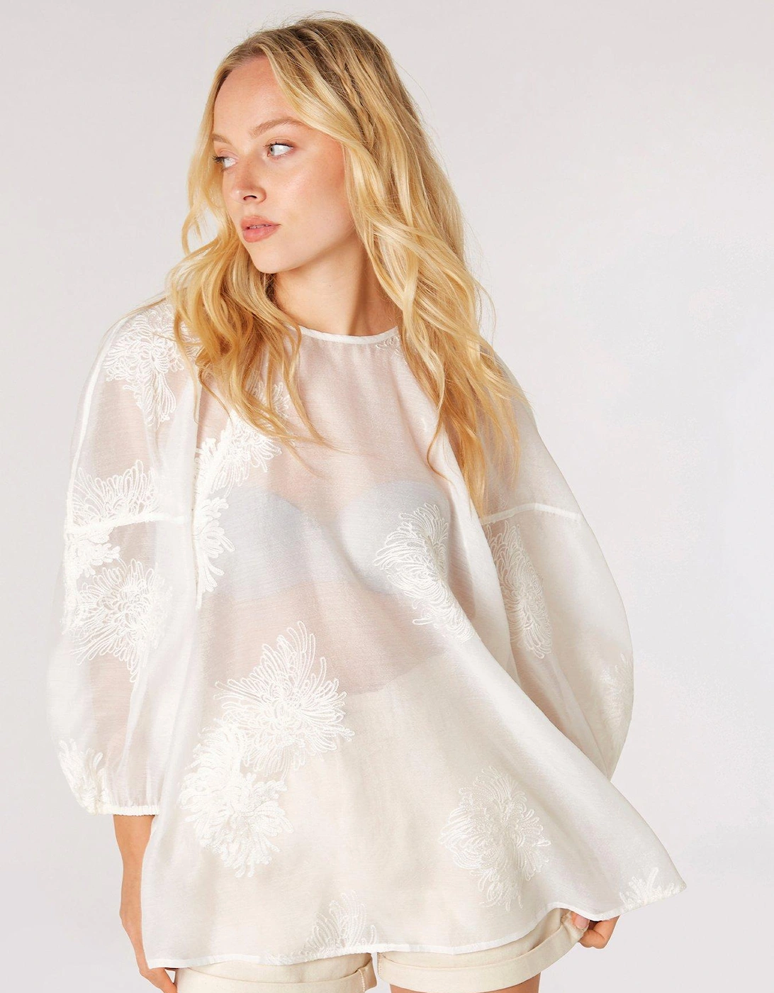 Embroidered Floral Organza Top, 6 of 5