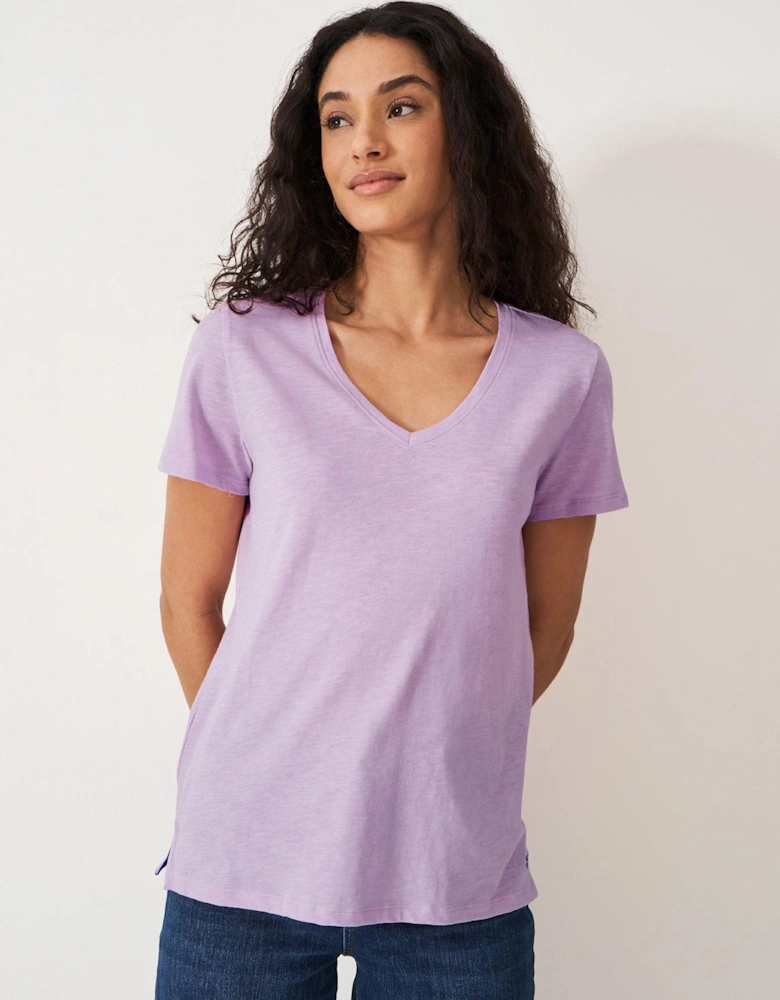 Perfect V-neck Slub T-shirt - Purple