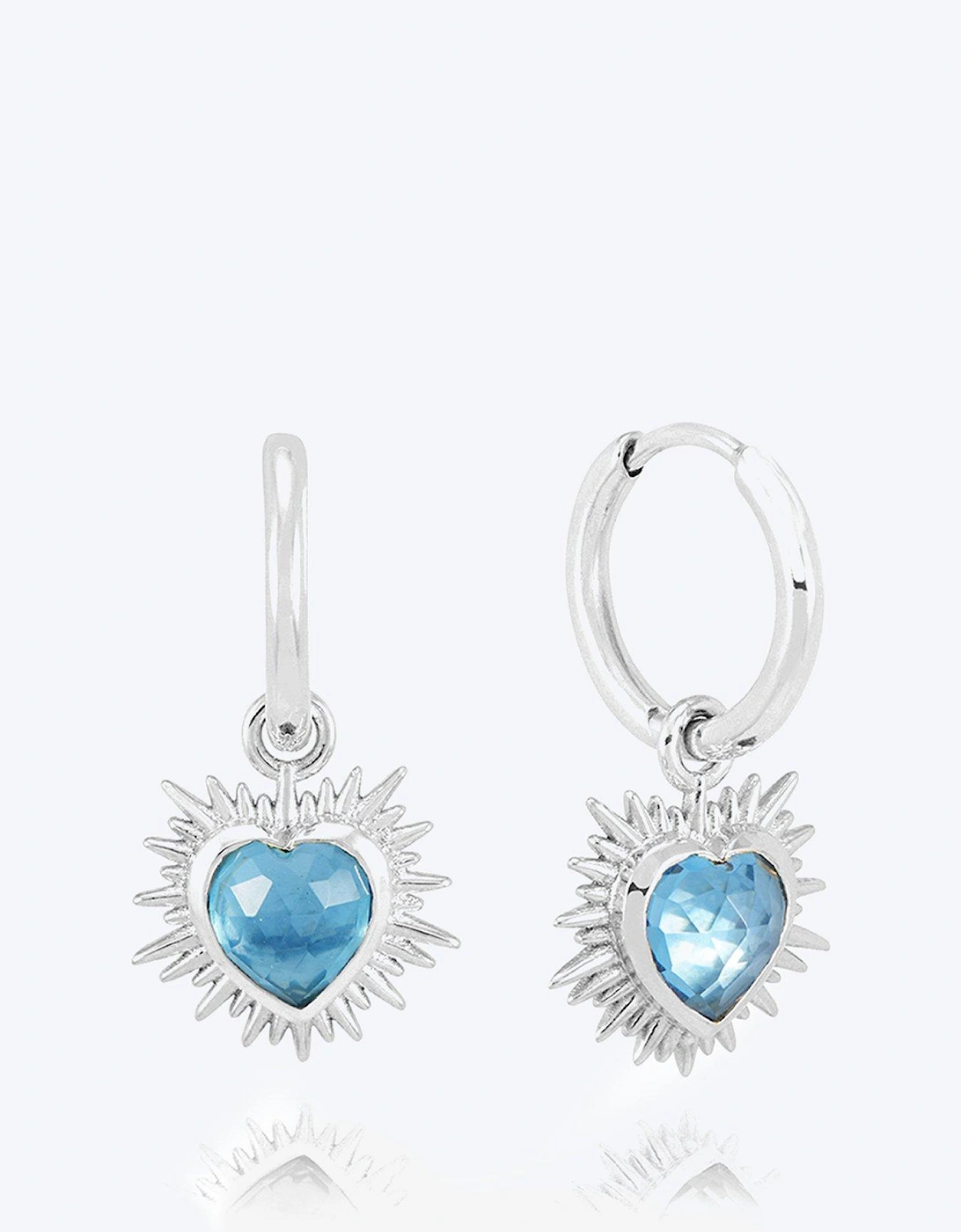 Rachel Jackson Electric Love Blue Topaz Heart Huggie Hoop Earrings, 2 of 1