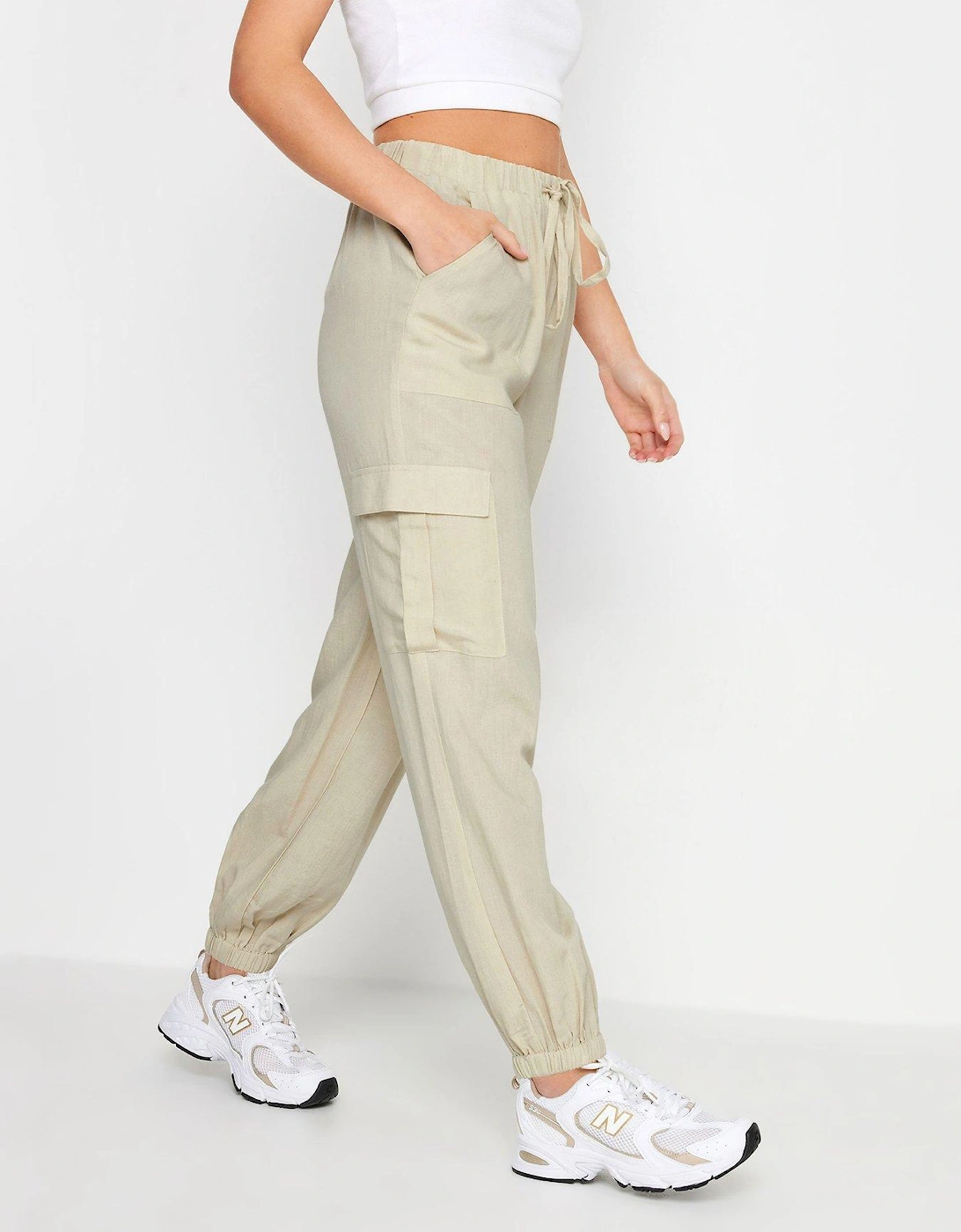 Petite Stone Linen Blend Cargo Trousers, 2 of 1