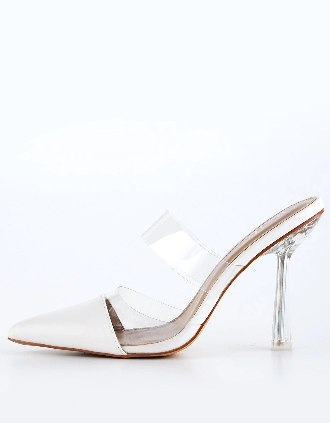 Perspex Pointed Front Heeled Sandals - White, 7 of 6