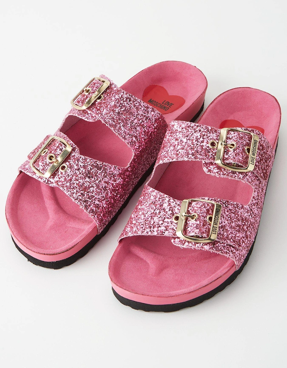Sparkle Double Strap Sandals - Pink Glitter, 3 of 2