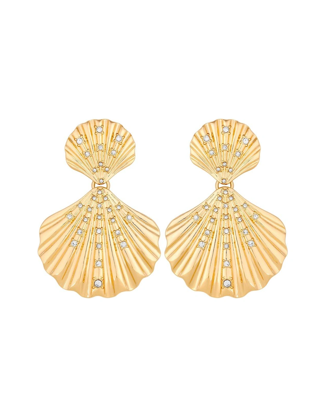 GOLD PLATED OVERSIZED SHELL EARRING, 2 of 1