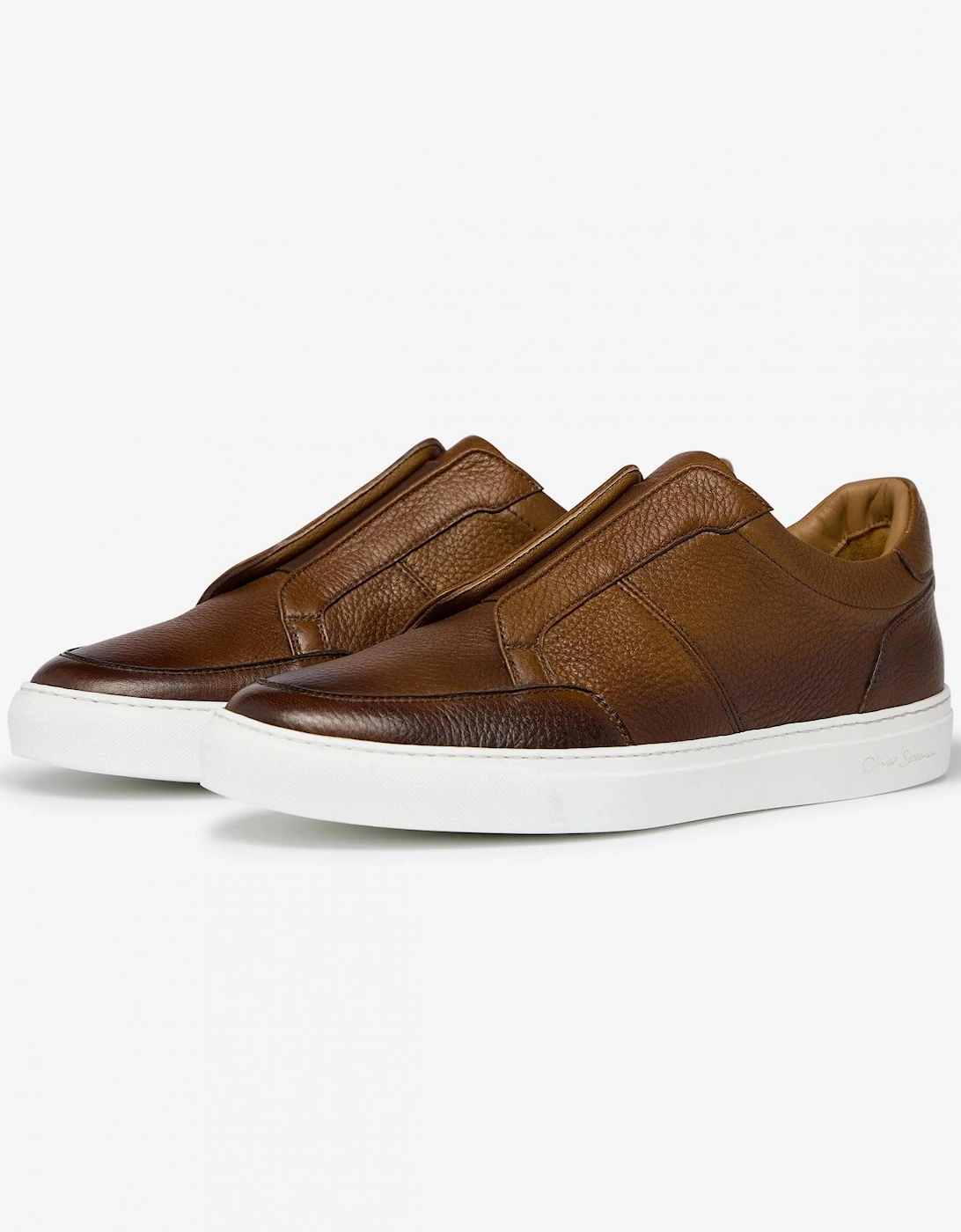 Rende Mens Slip-On Leather Cupsole Trainers