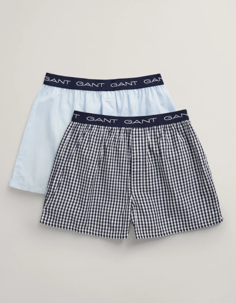 Mens Gingham And Stripe Boxer Shorts 2 -Pack