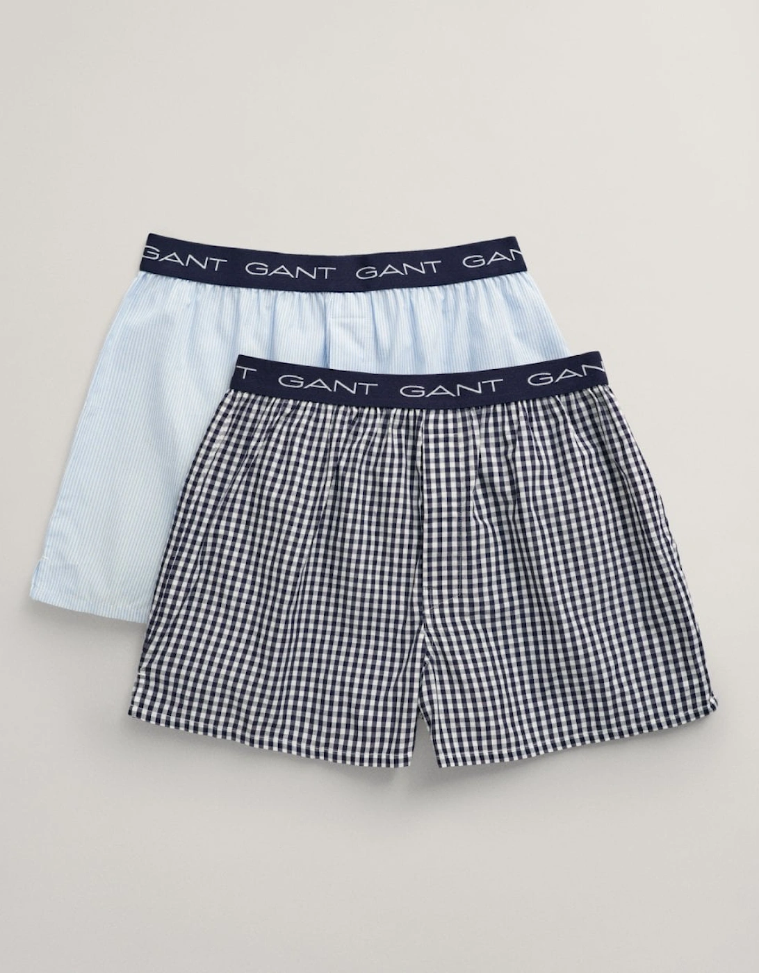 Mens Gingham And Stripe Boxer Shorts 2 -Pack, 5 of 4