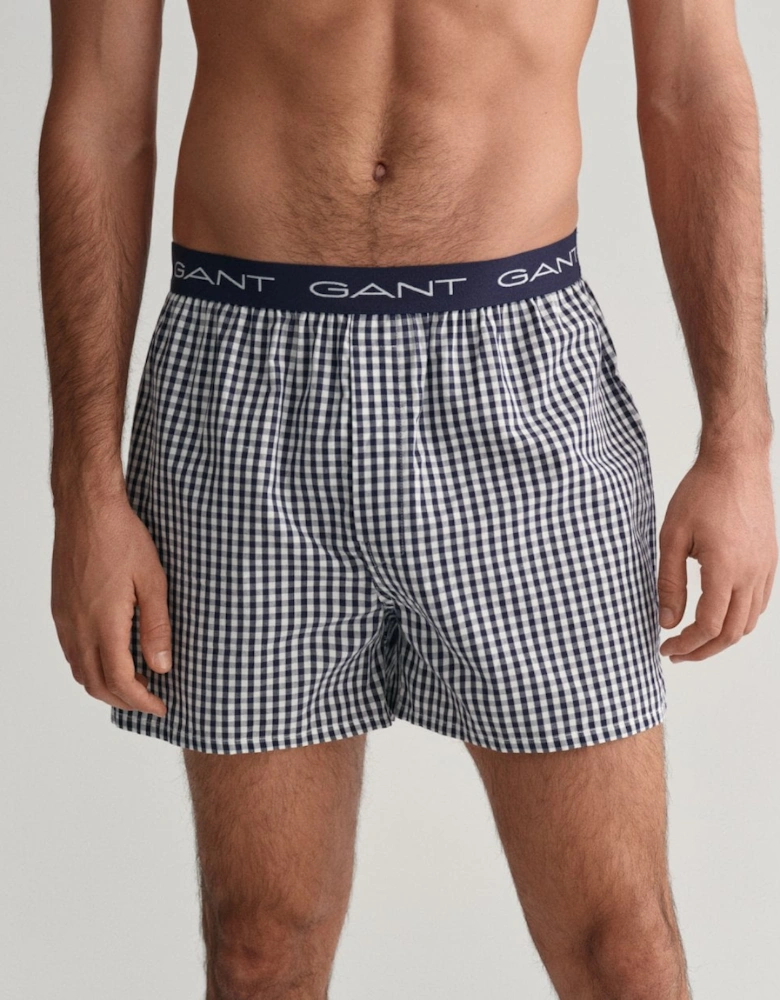 Mens Gingham And Stripe Boxer Shorts 2 -Pack