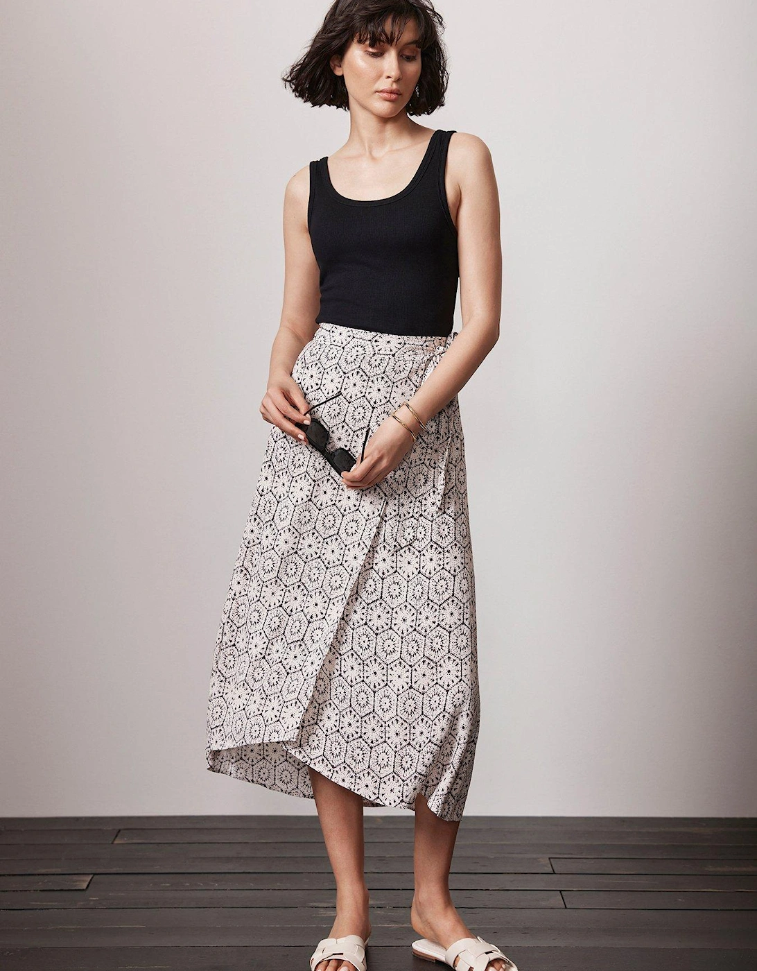 Neutral Print Wrap Skirt, 2 of 1