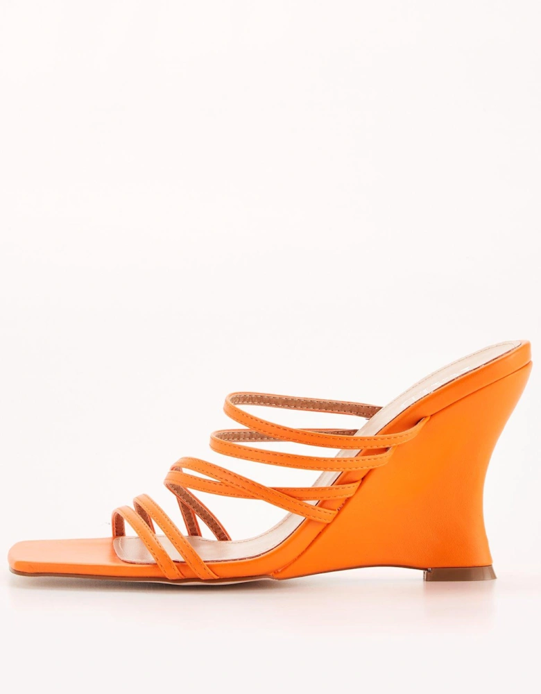 Francisca Multi Strap Wedged Heel Sandal - Orange