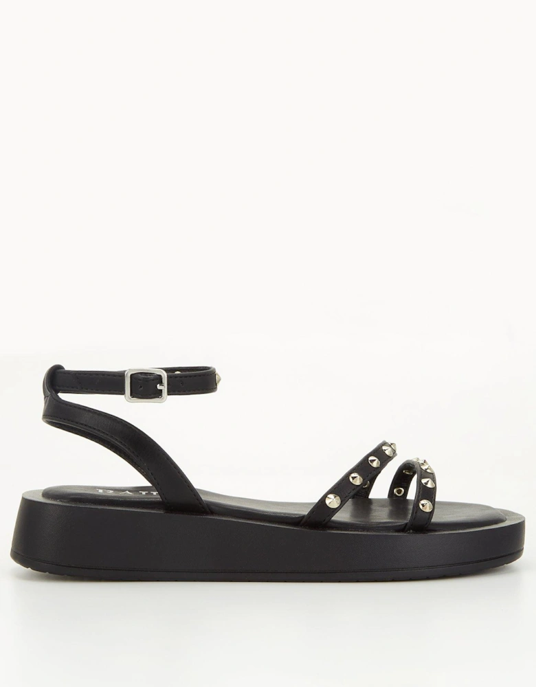Reeta Flatform Embellished Sandals - Black