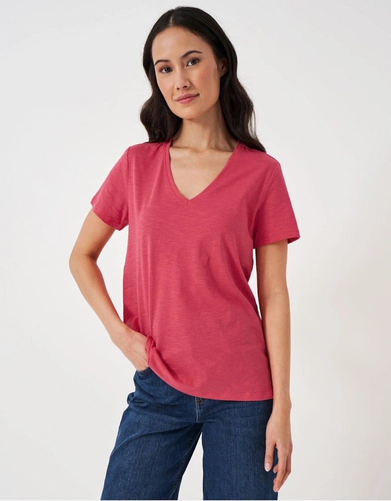 Perfect V-neck Slub T-shirt - Pink