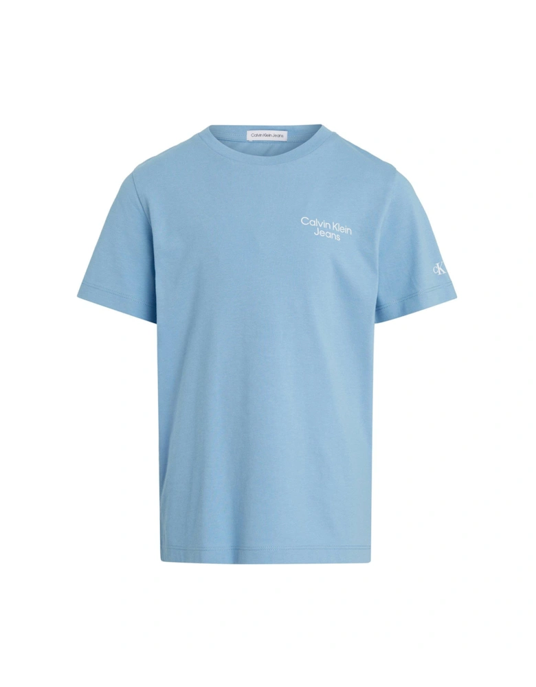 Boys Stack Logo Short Sleeve T-shirt - Dusk Blue