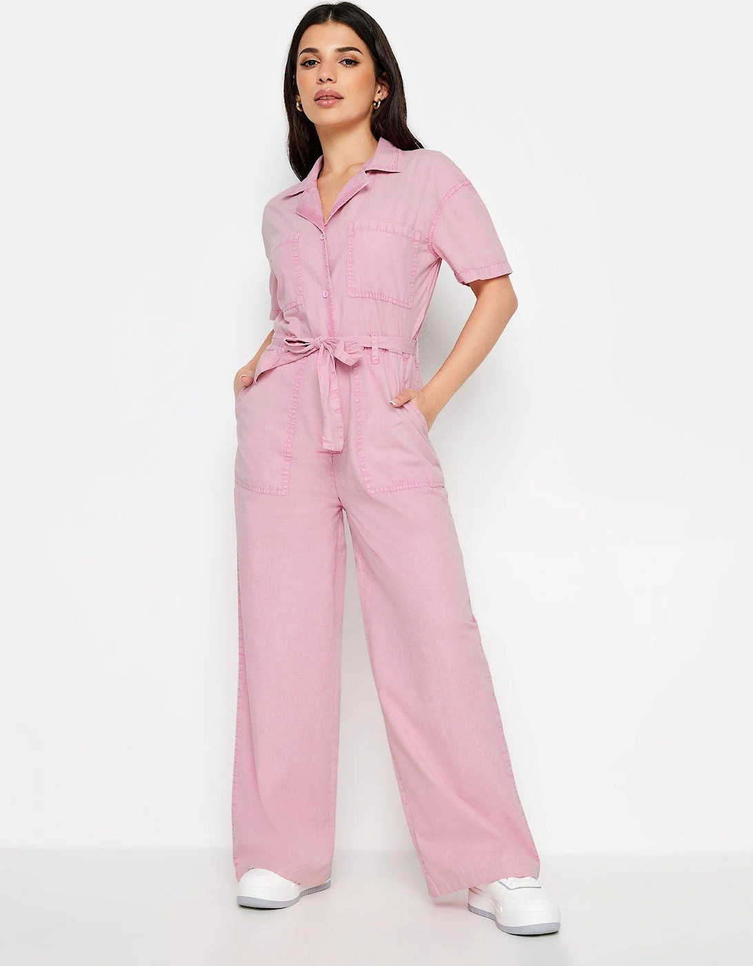 Petite Utility Washed Jumpsuit Pink, 2 of 1