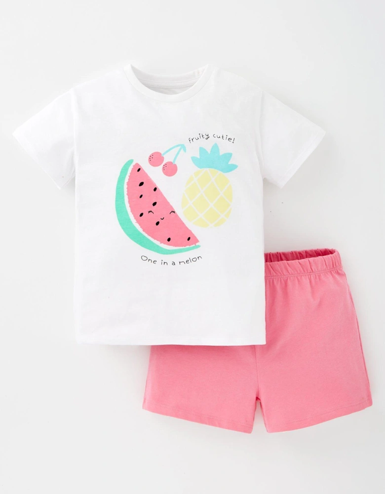 Girls Fruit Short Sleeve T-Shirt and Short Set - Multi
