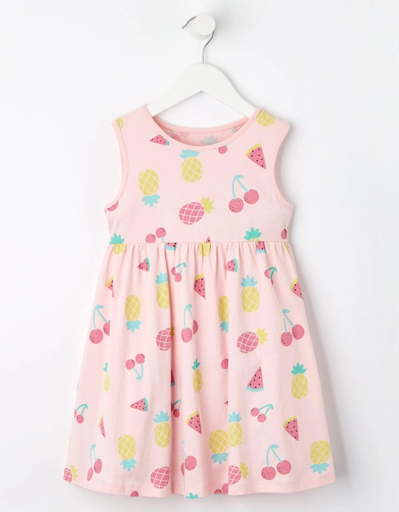 Girls Fruit Print Sleeveless Jersey Dress