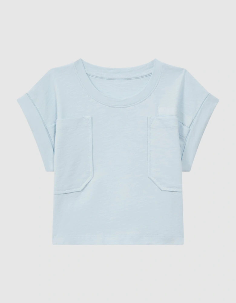 Cropped Cotton Crew Neck T-Shirt