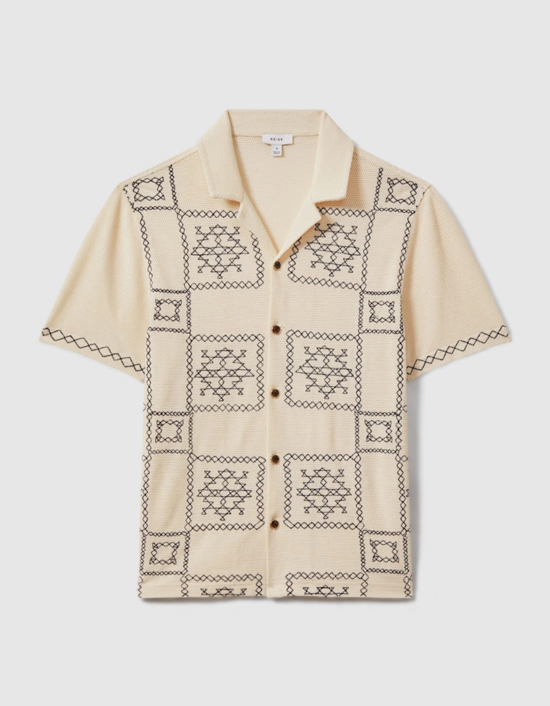 Textured Stitch Cuban Collar Shirt