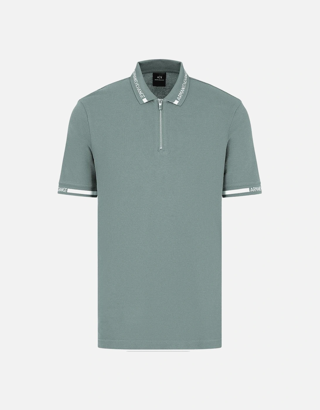 Cotton Embroidered Logo Balsam Green Zip Polo Shirt, 3 of 2
