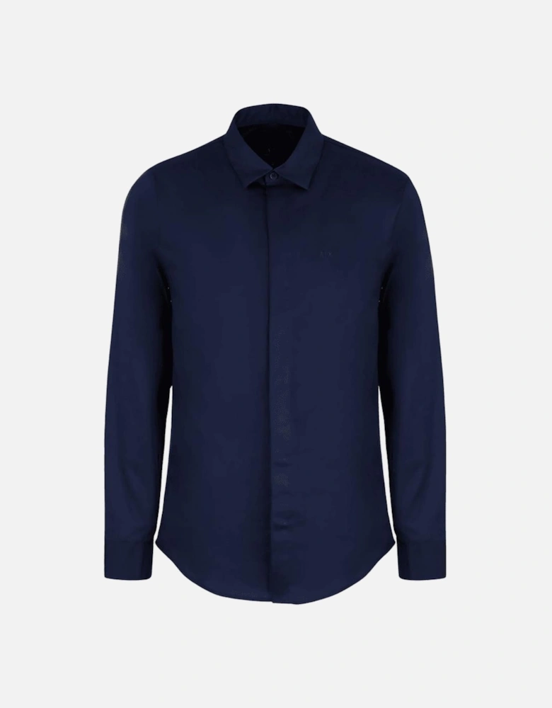 Poplin Cotton Logo Deep Blue Shirt