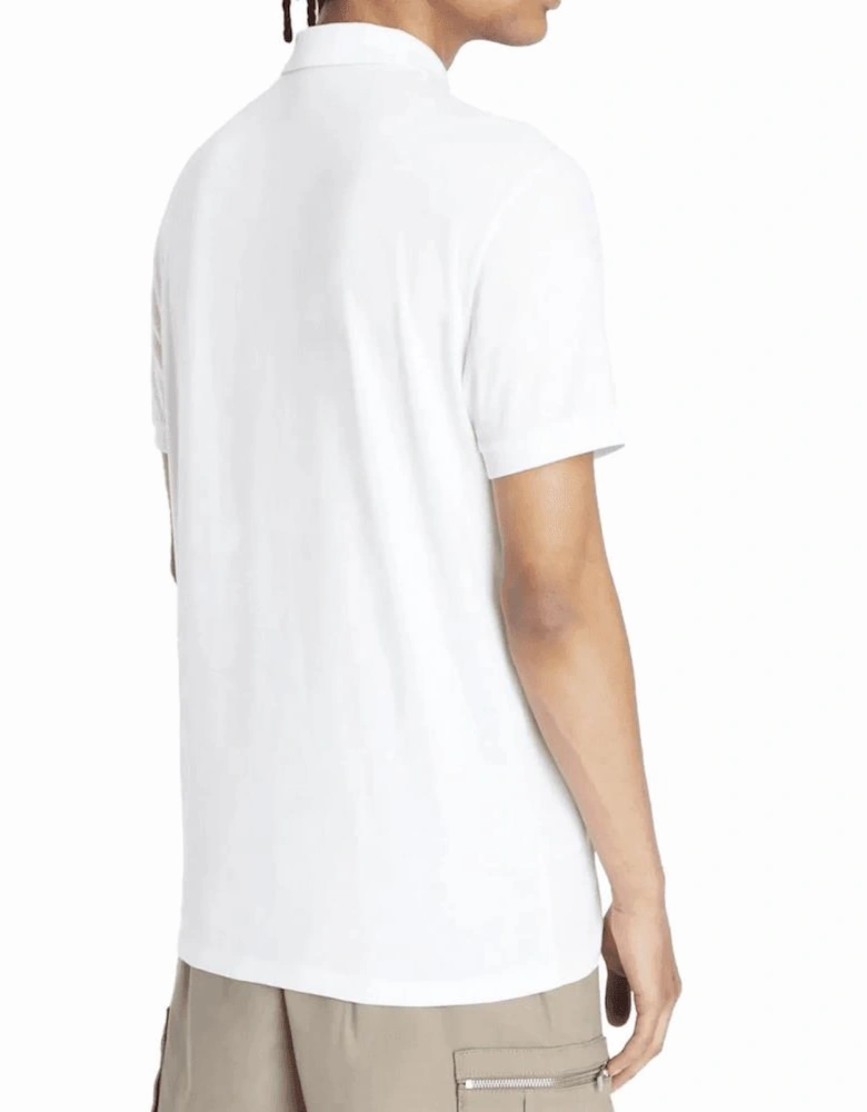 Cotton Rubberised Logo White Polo Shirt