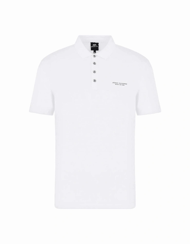 Cotton Rubberised Logo White Polo Shirt