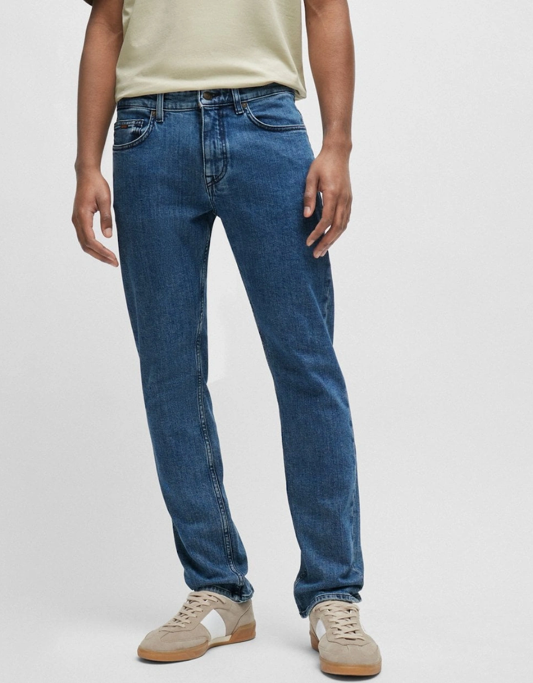Orange Delaware BC-C Mens Slim Fit Jeans in Blue Comfort-Stretch Denim, 5 of 4