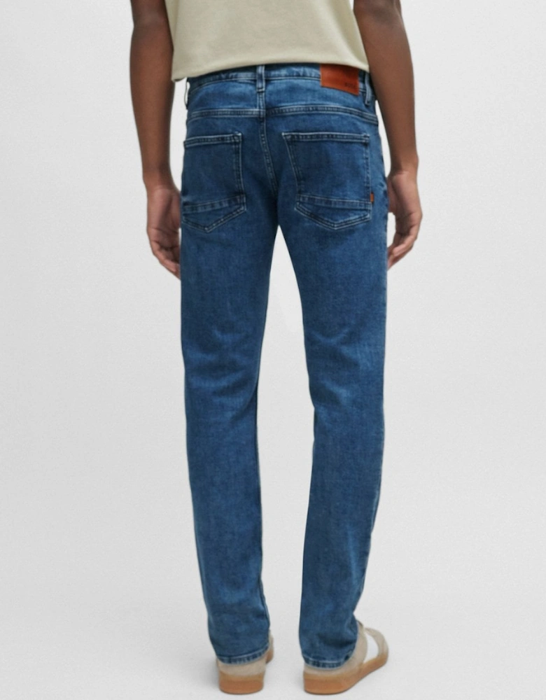 Orange Delaware BC-C Mens Slim Fit Jeans in Blue Comfort-Stretch Denim