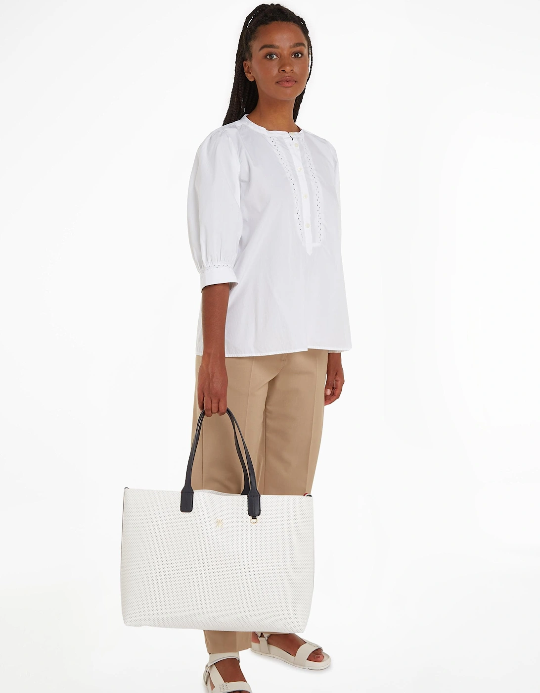 Iconic Tommy Womens Perforated Tote Bag, 5 of 4