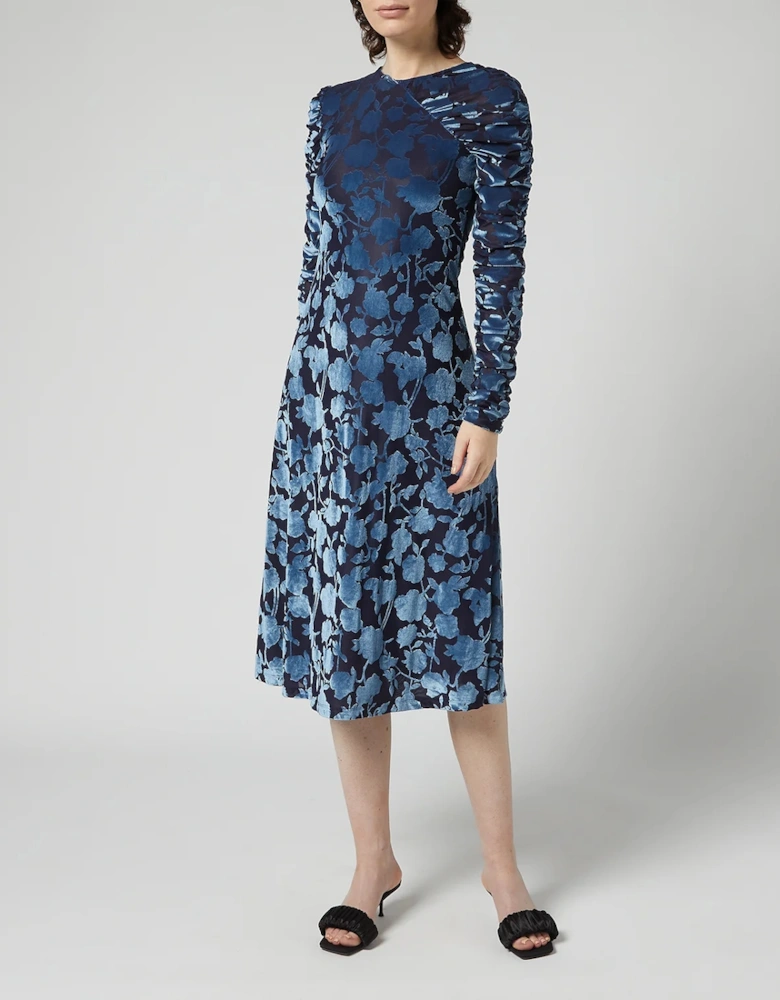 Women's Ellie Lurex Velvet Dress - Flower Foliage - - Home - Women's Ellie Lurex Velvet Dress - Flower Foliage