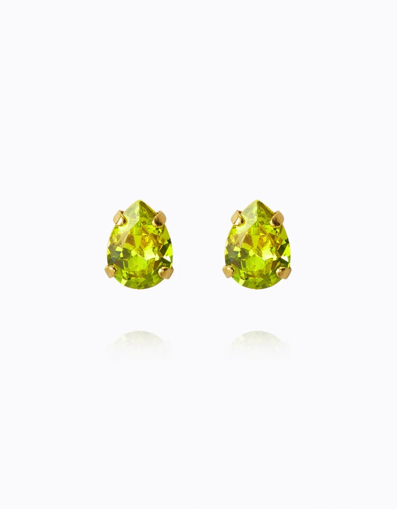 Super petite drop earrings in gold citrus green