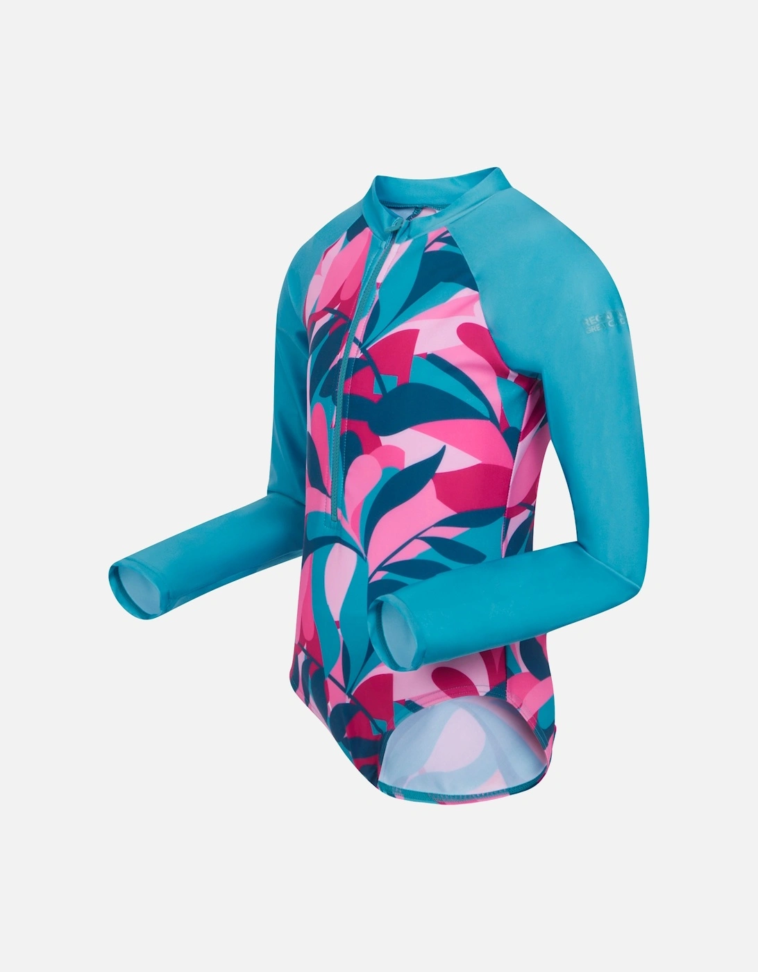 Girls Tropical Leaves Long-Sleeved One Piece Swimsuit