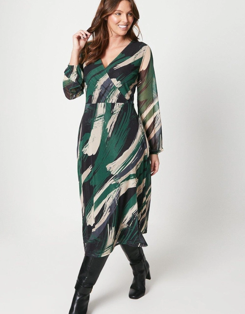 Womens/Ladies Abstract Wrap Midi Dress