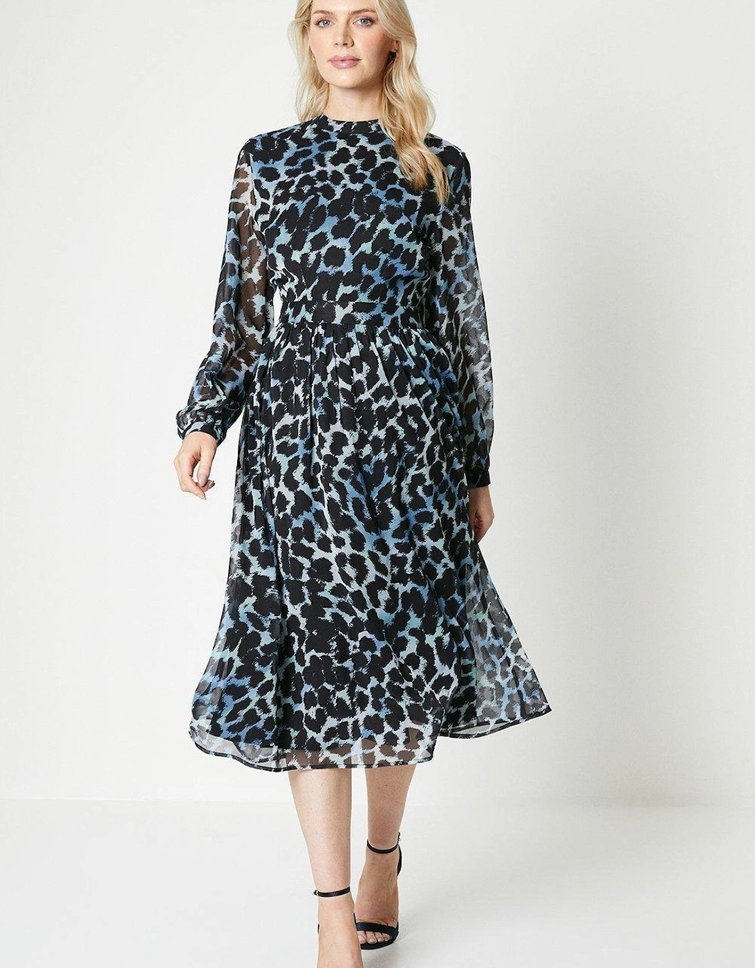 Womens/Ladies Leopard Print Pleated Midi Dress, 2 of 1