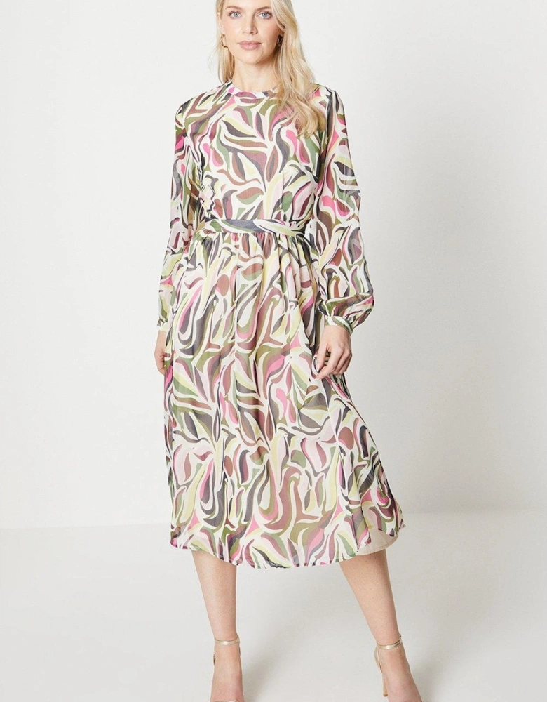 Womens/Ladies Abstract Pleated Midi Dress