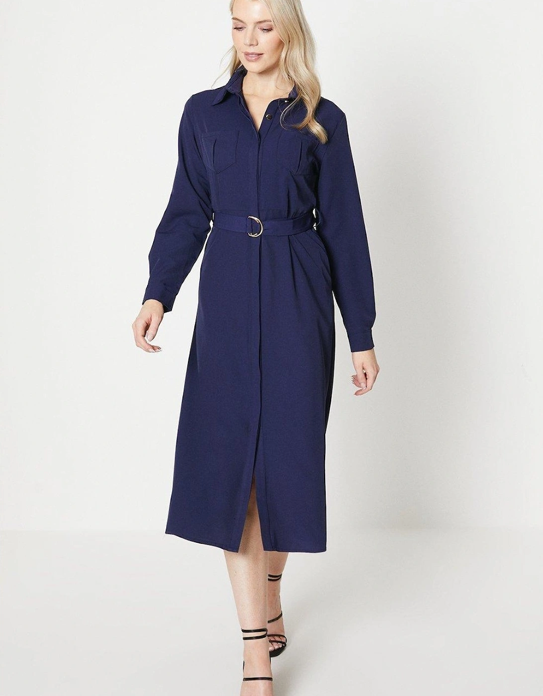 Womens/Ladies Utility Belted Midi Dress, 2 of 1