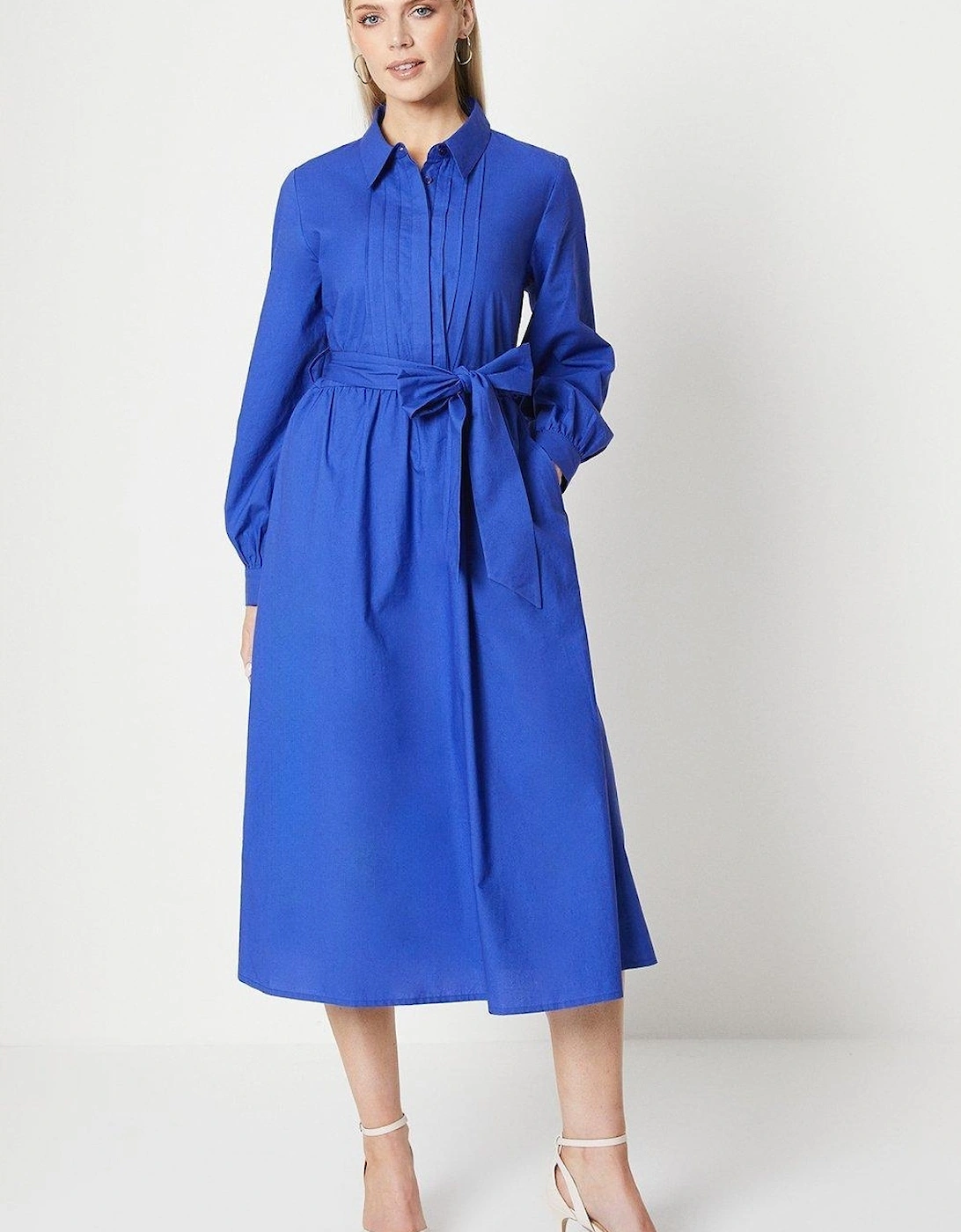 Womens/Ladies Belted Frill Midi Shirt Dress, 2 of 1