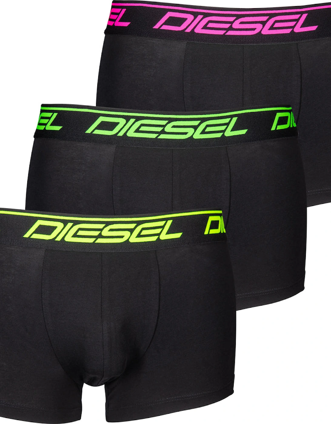 3-Pack Neon Logo Boxer Trunks, Black