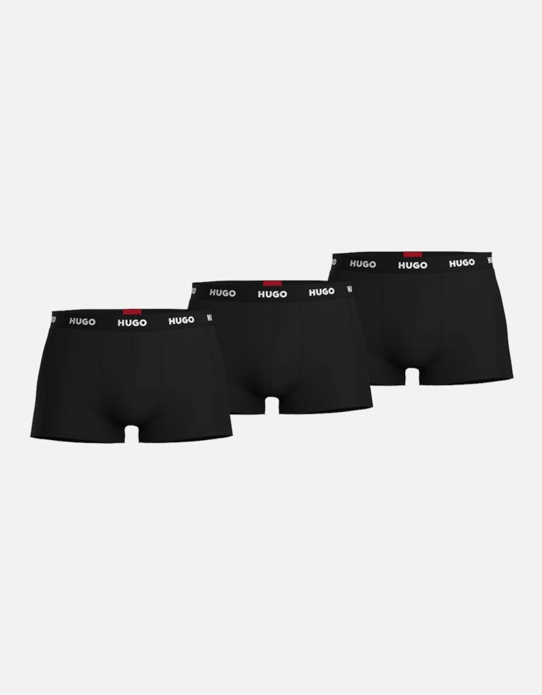 3-Pack Logo Waistband Boxer Trunks, Black